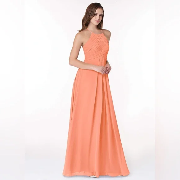 bridesmaid dresses sunset colors Dalina Ocean Blue Chiffon Maxi Dress 6 US main image 0